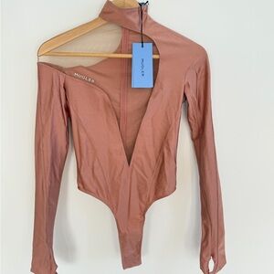Mugler Pink Asymmetric Illusion Bodysuit